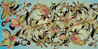 Garden Ribbon Black Turquoise Pareo